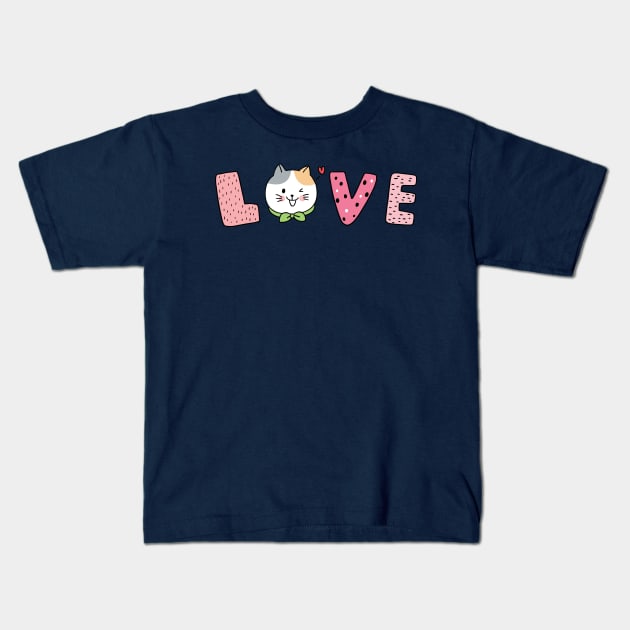 Love cartoon typography Kids T-Shirt by Mako Design 